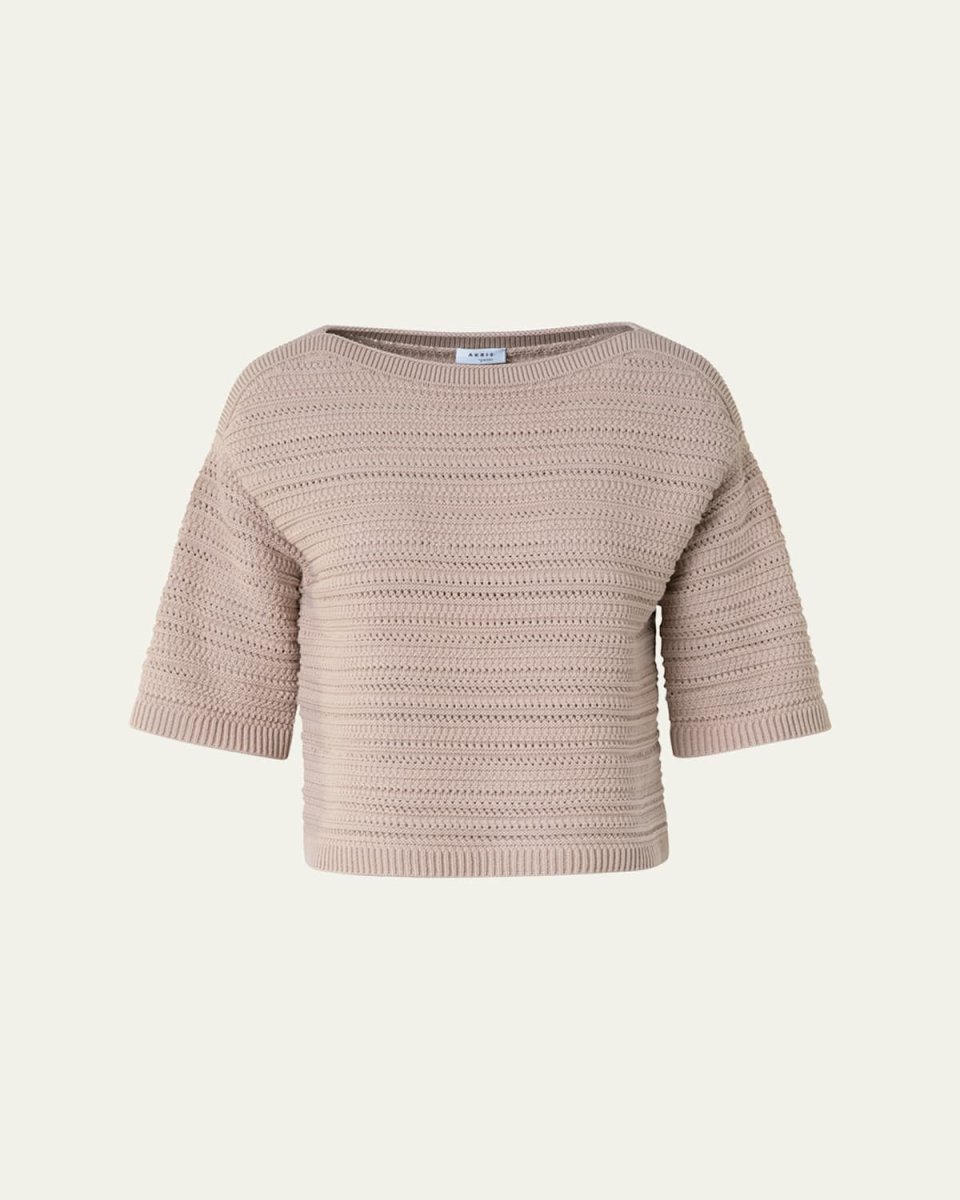 Crochet Boat-Neck Boxy Sweater